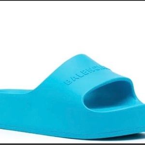 Balenciaga platform slides  logo-debossed platform slides blue size 39